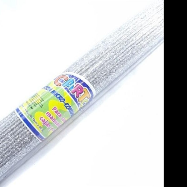 CARTON CORRUGADO CARTOLIN DIAMANTADO 50X70CM. PLATA ROLLO